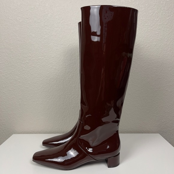 Loeffler Randall 35mm Indy Knee High Boot Chocolate Patent Leather Size 8 - Picture 5 of 16